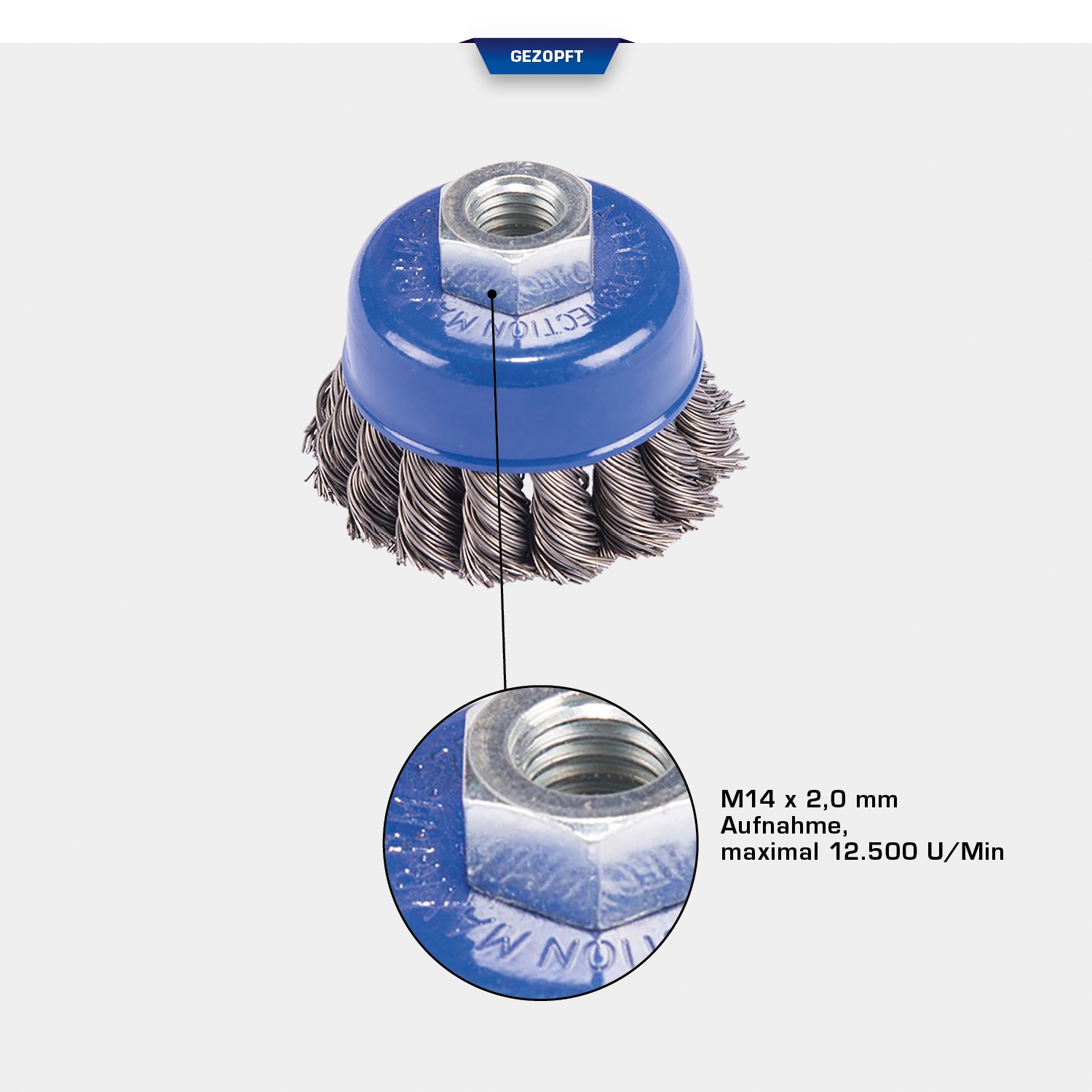 Brilliant Tools  Topfbürste, Ø 65 mm mit M14 x 2,0 mm Aufnahme