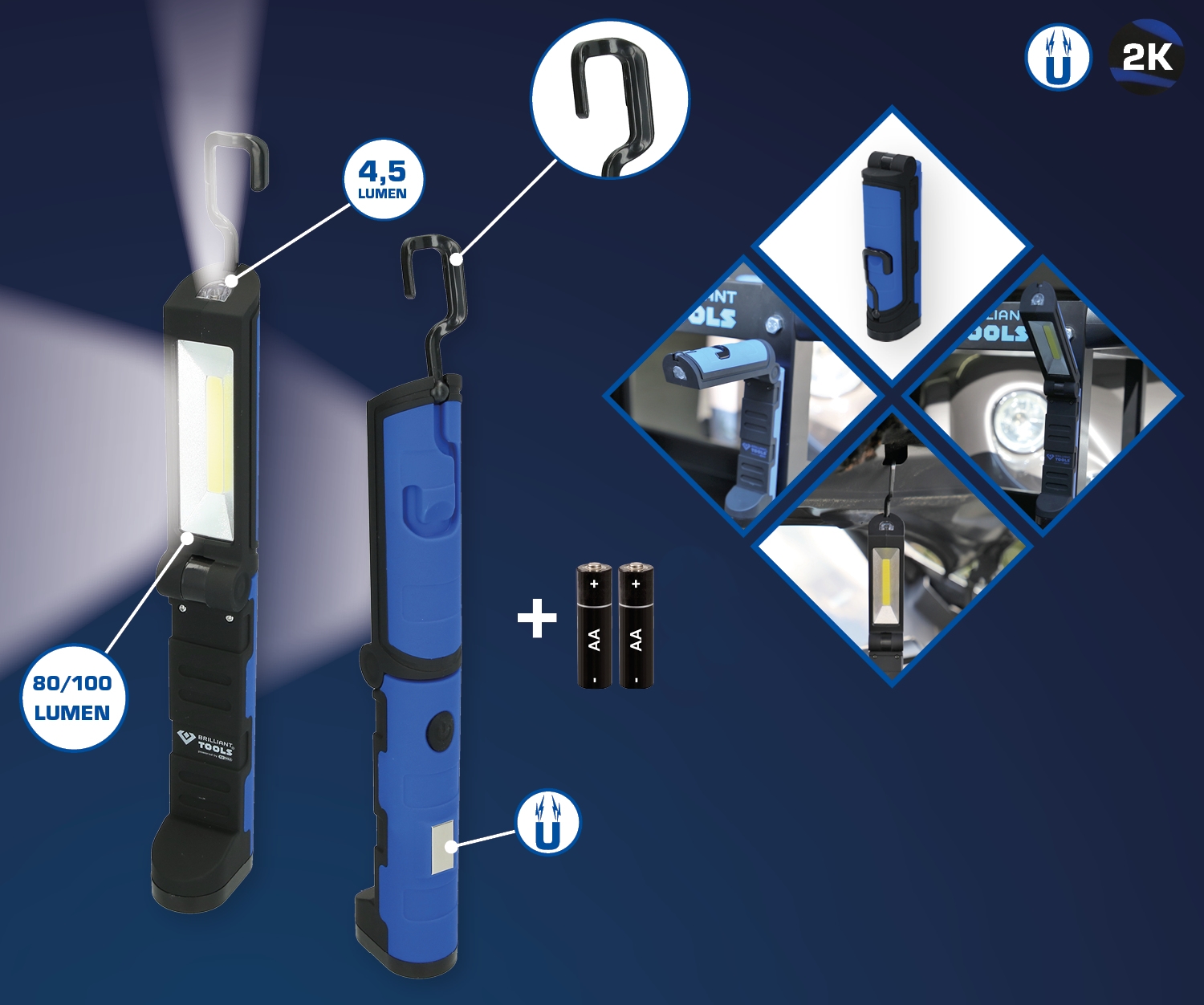 Brilliant Tools  Knickbare Werkstatt-Handlampe