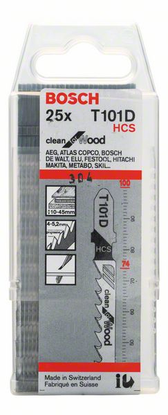 Bosch Stichsägeblatt T 101 D Clean for Wood, 25er-Pack