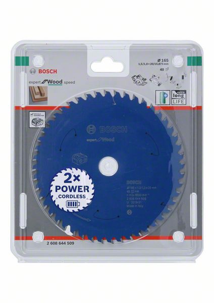 Kreissägeblatt Expert for Wood für Akkusägen HM-Kreissägeblatt 165x1,5/1x20 48Z Bosch VE  1 Stück f
