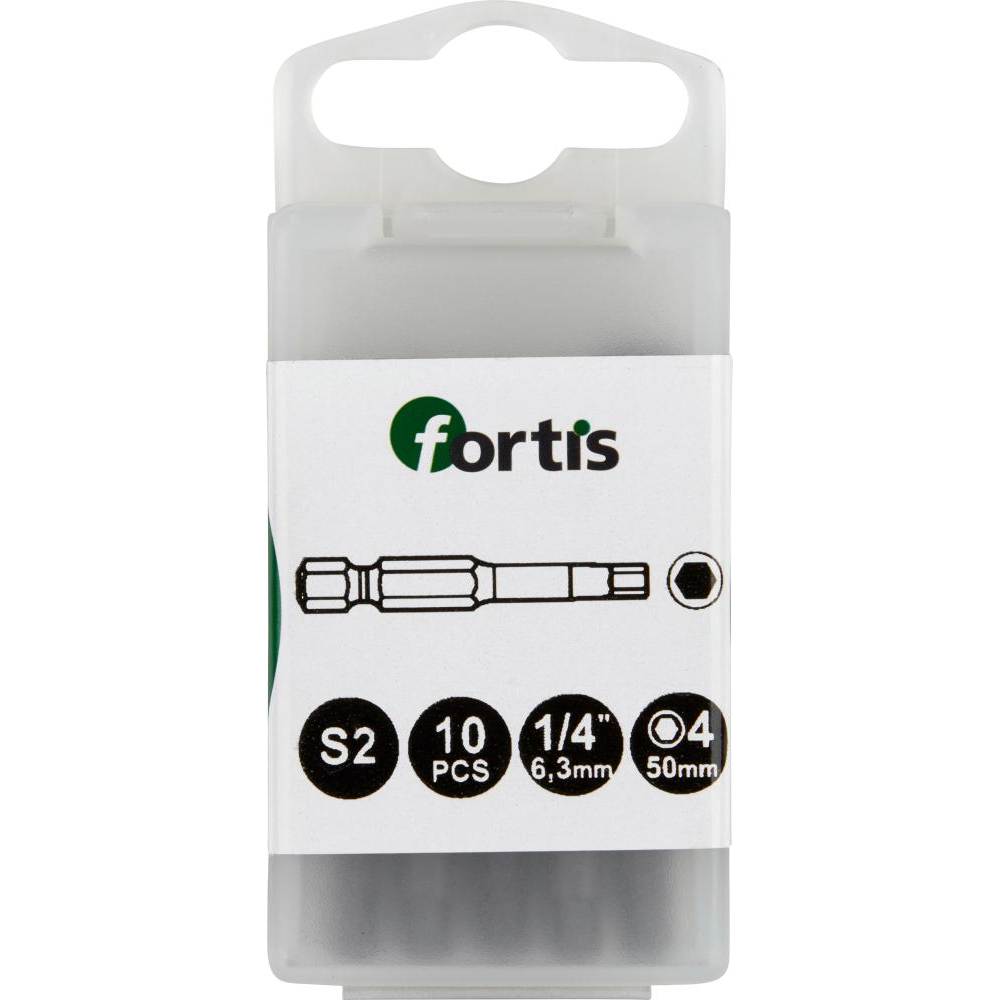 Bit 1/4" für 6-kant-Schrauben zähhart DIN3126 E6,3 Innensechskant 4x50mm 10er Pack FORTIS