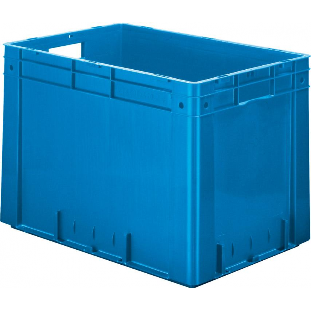 Transportkasten VTK 600/420-0 Transport-Stapelkasten B600x T400x H420 mm blau Auflast 700kg mit Griffloch