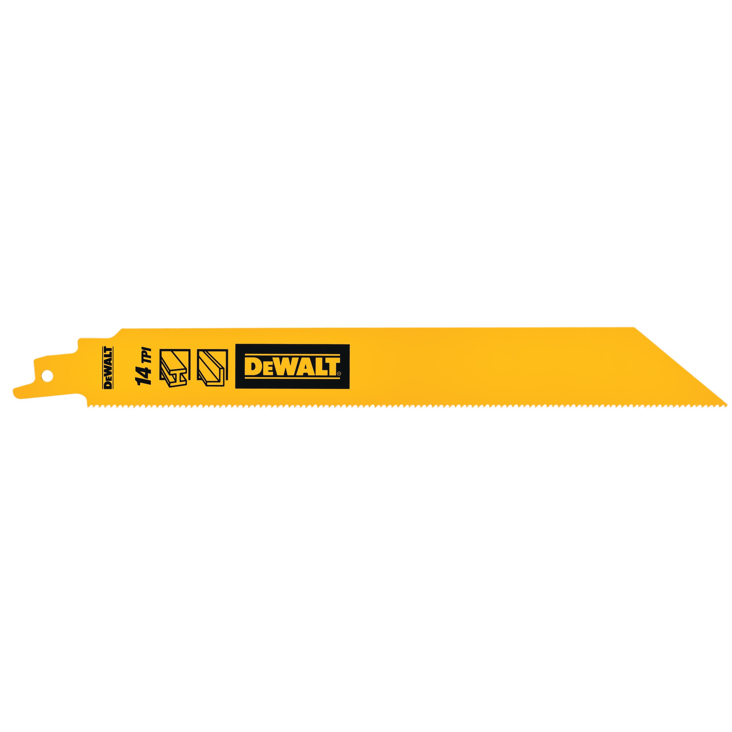 Dewalt DT90387-QZ,  Saebelsaegeblatt BIM 1Z Metall 228mm, Saebelsaegeblatt Bi-Metall 1" Heavy Duty fuer Metall 228mm 14TPI, 5 Stueck