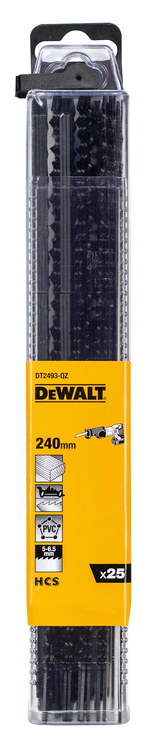Dewalt DT2493-QZ,  Saebelsaegeblatt HCS Holz 230mm 5-6TPI, Saebelsaegeblatt HCS-Stahl fuer Holz 230mm 5-6TPI, 25 Stueck