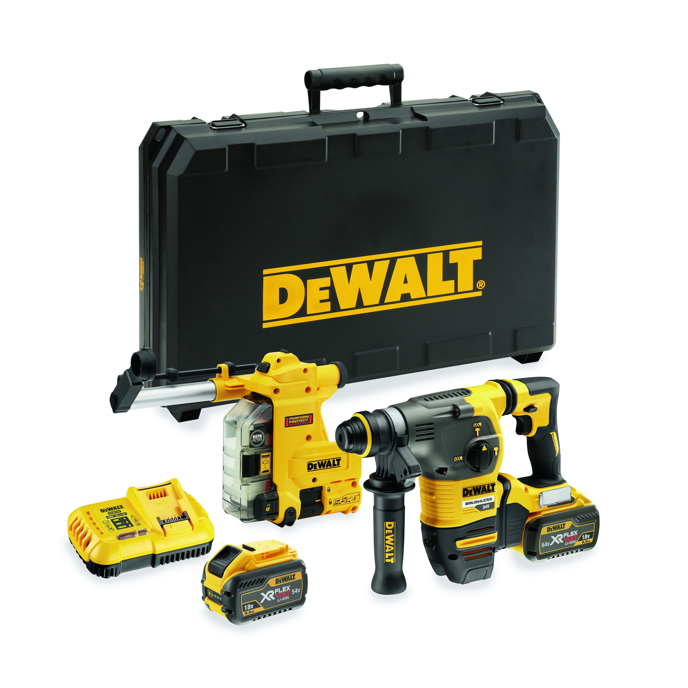 Dewalt DCH335X2-QW,  Akku-Kombihammer SDS-plus, 54V, 54 Volt / 162 Wh SDS-plus Akku-Kombihammer 30mm (bürstenlos), 3,5 Joule, UTC, Staubabsaugung D25304DH-XJ