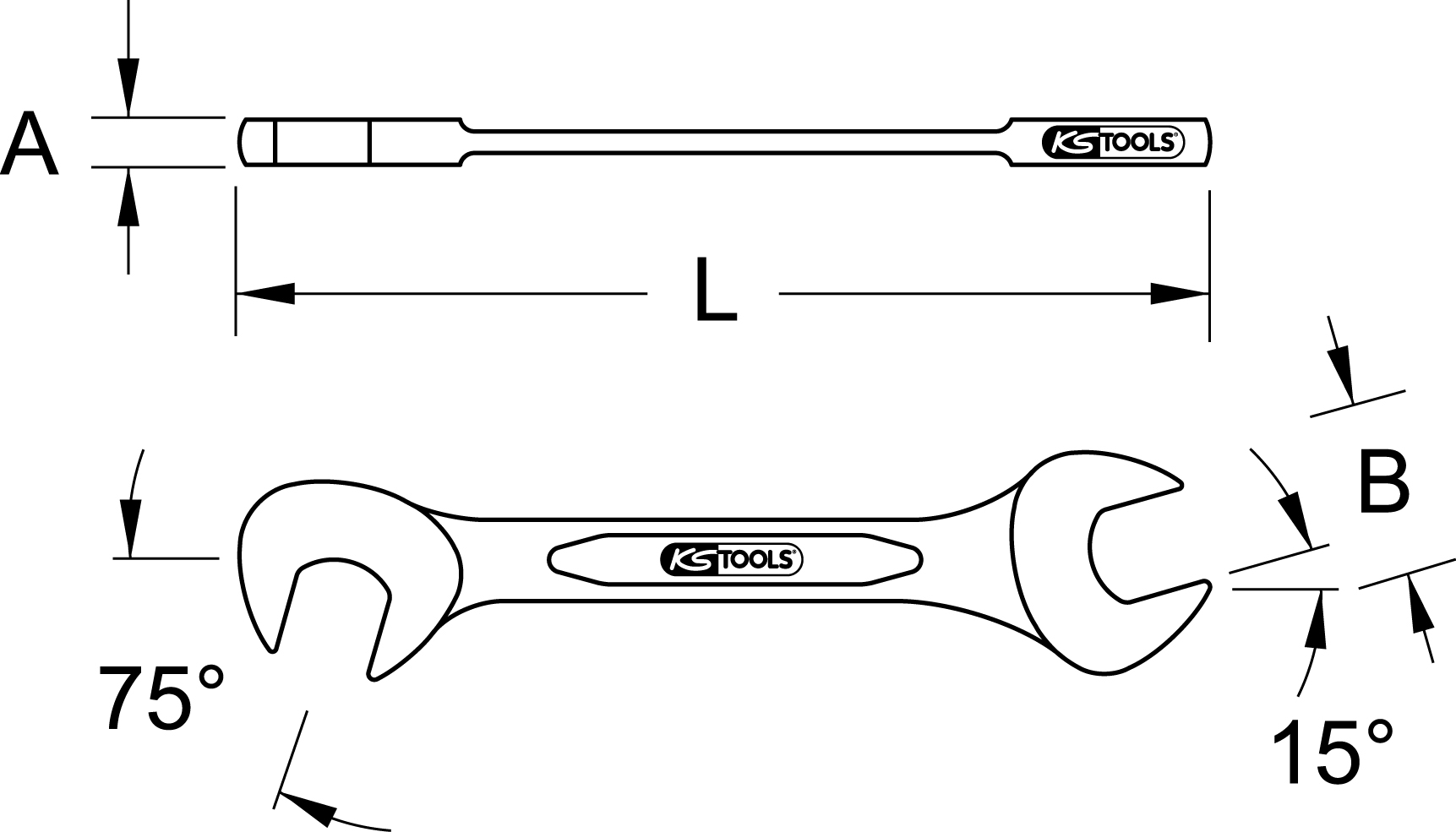 KSTOOLS Doppelmaulschlüssel,15°+75° 11mm