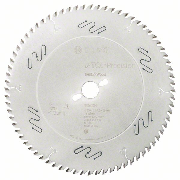 Bosch Kreissägeblatt Top Precision Best for Wood, 300 x 30 x 3,2 mm, 72