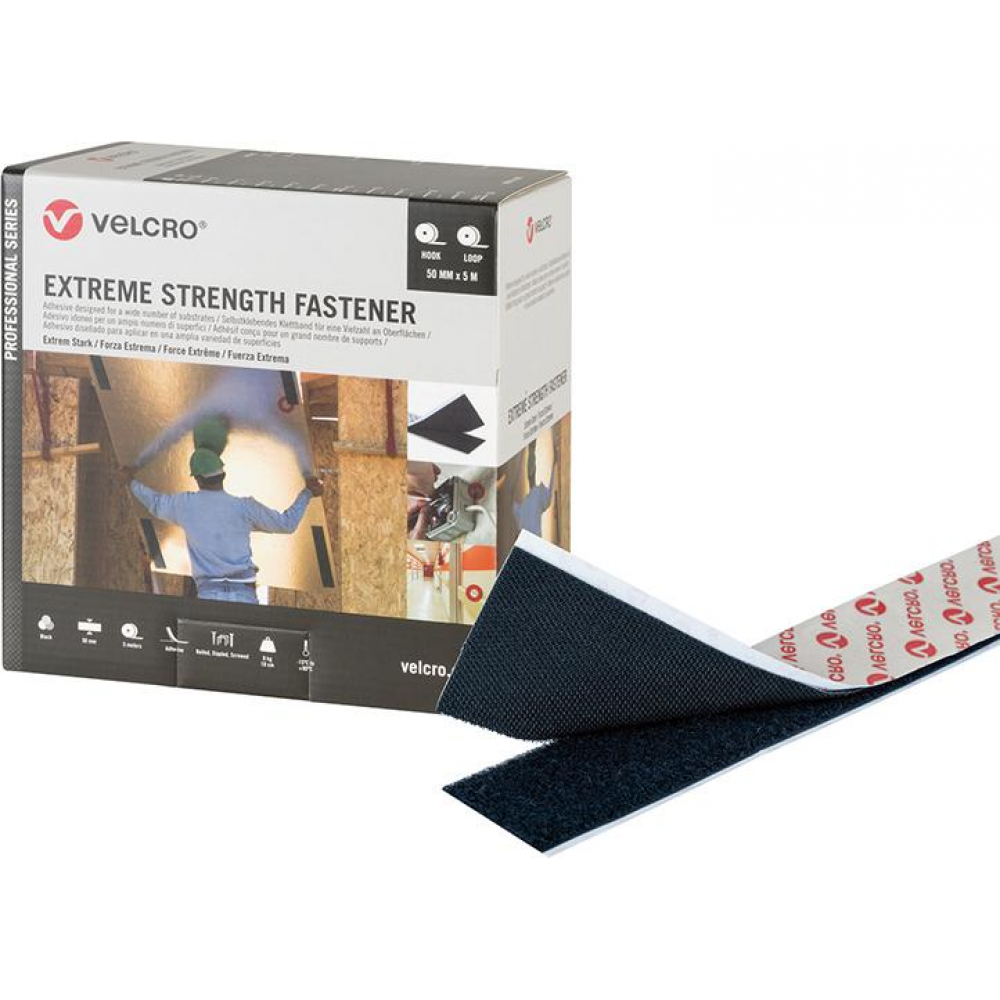 Klettband 50mm x 5m Extreme Strength Fastener schwarz VELCRO