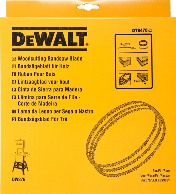 Dewalt DT8470-QZ,  Bandsaegebl 2215x4x0,6mm 1,8mm, Bandsägeblätter für DW 876 / Länge: 2215mm / Breite: 4mm / Dicke: 0.6mm / Zahnteilung: 1.8mm