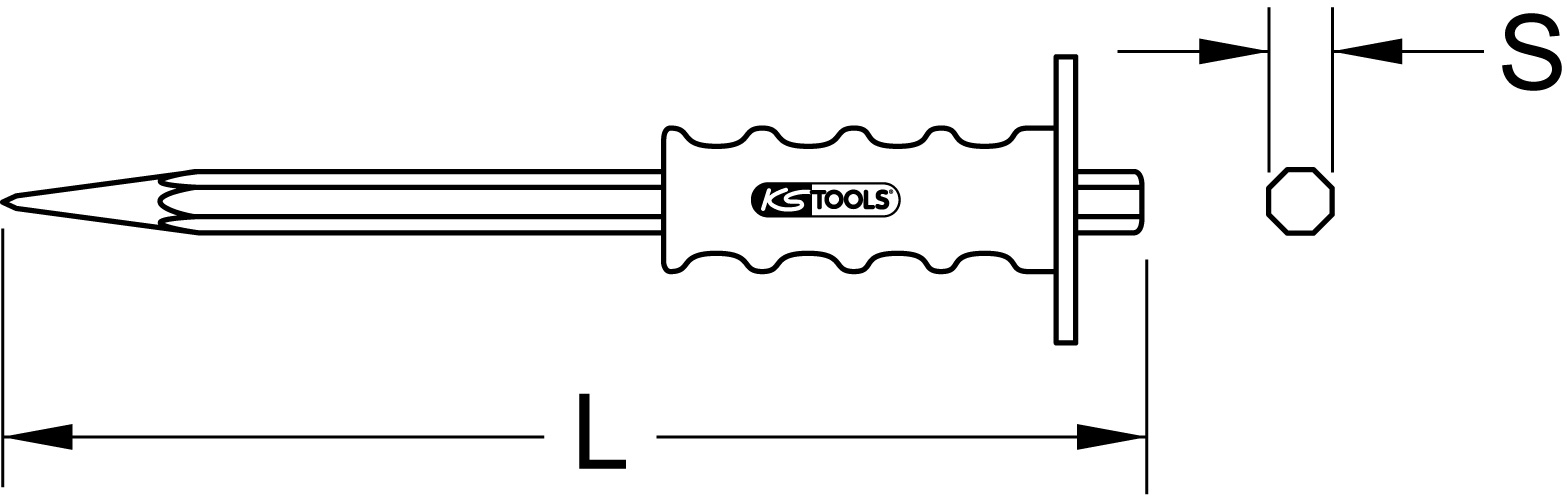 KSTOOLS Spitzmeißel mit Handschutzgriff, 8-kant, 1000mm