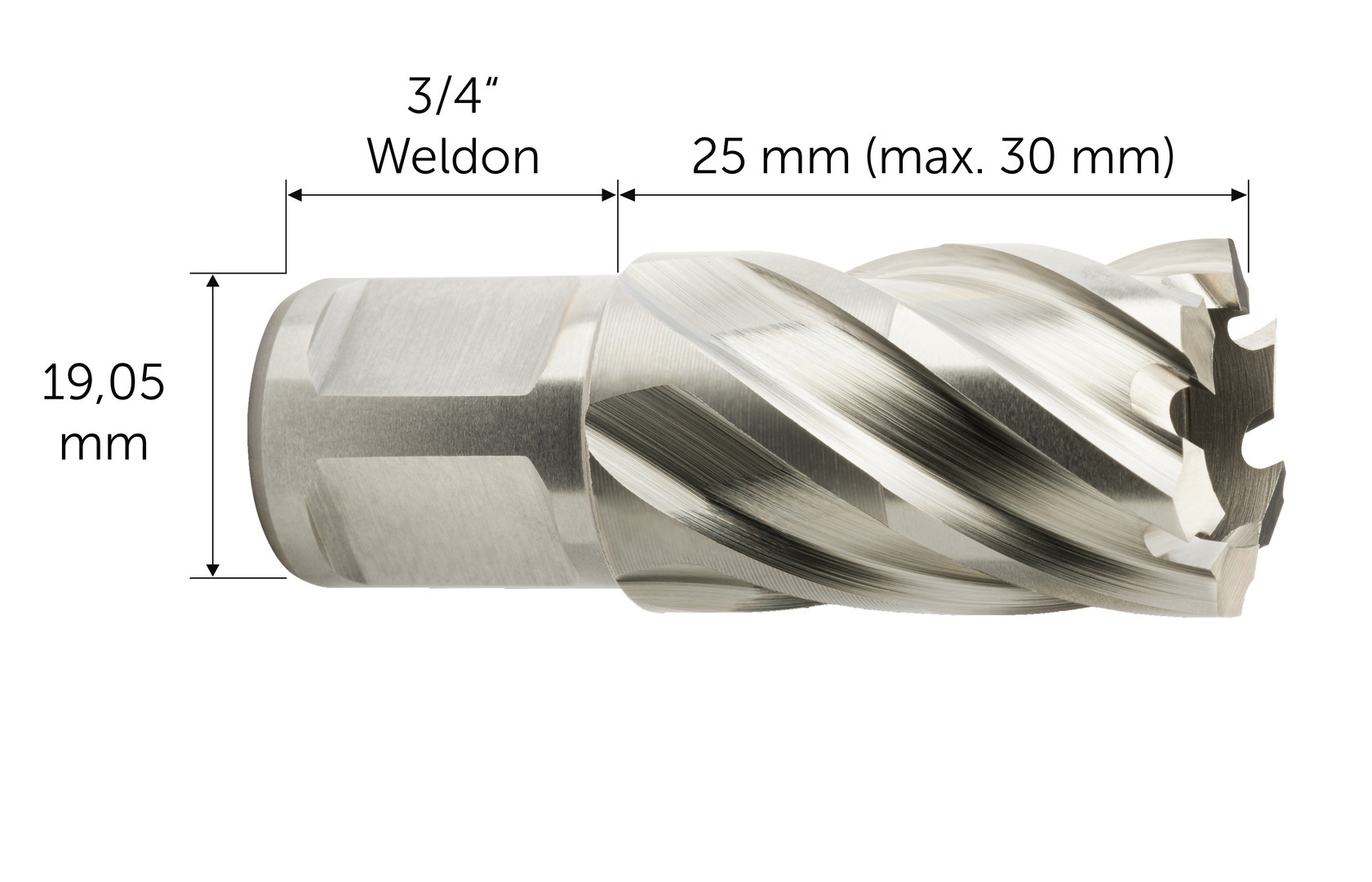 FEIN HSS Nova 25 Kernbohrer mit 3/4 in Weldon-Aufnahme, Bohr-Ø 27 mm, Schnitttiefe 25 63134270051