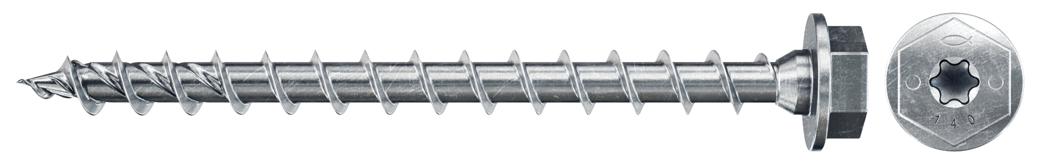 Fischer FPF II HWTF 10,0 x 120 BC 50. Die kraftvolle Holzbauschraube mit Sechskantkopf und Innenstern-Aufnahme