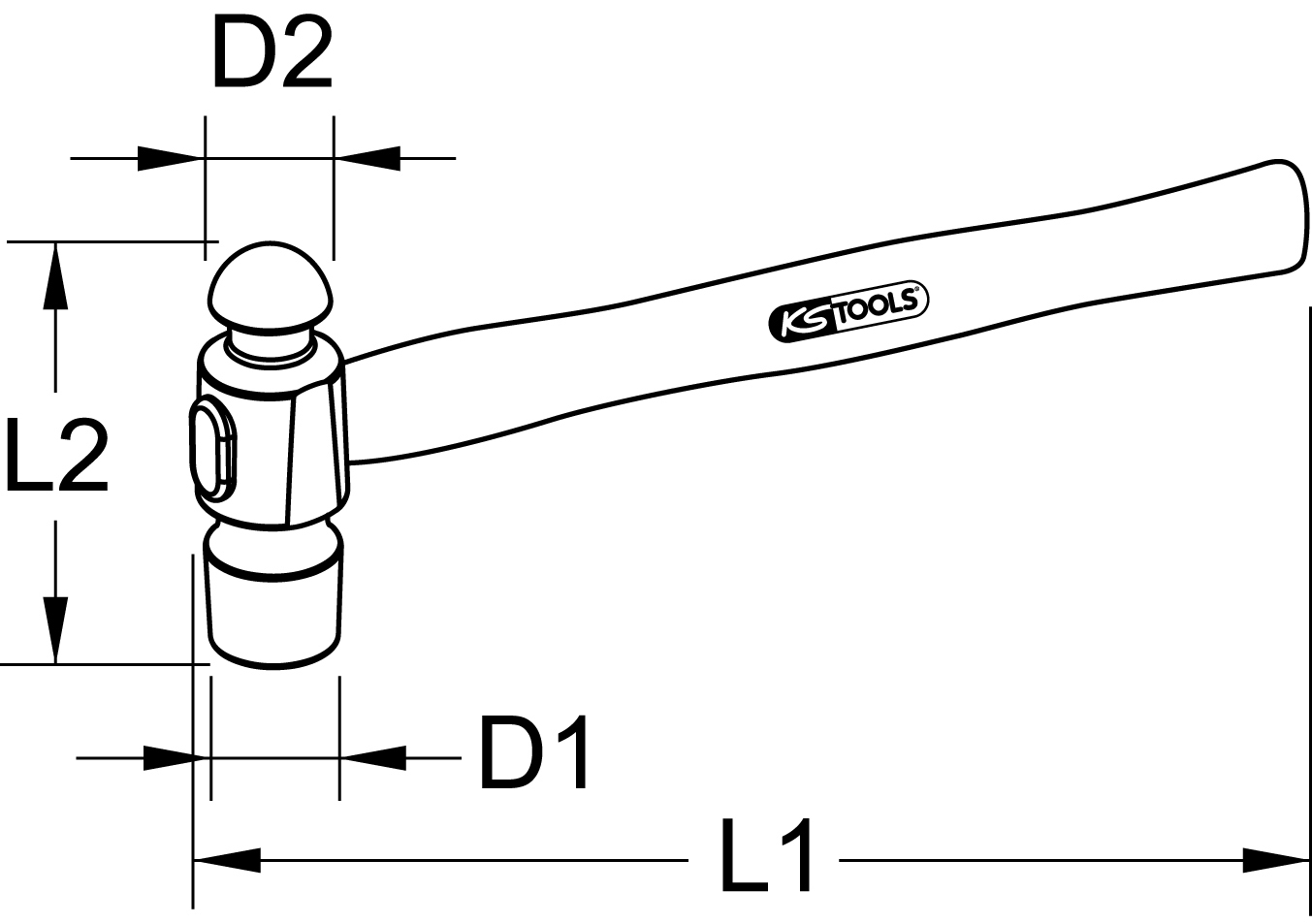 KSTOOLS Schlosserhammer, englische Form, 680 g