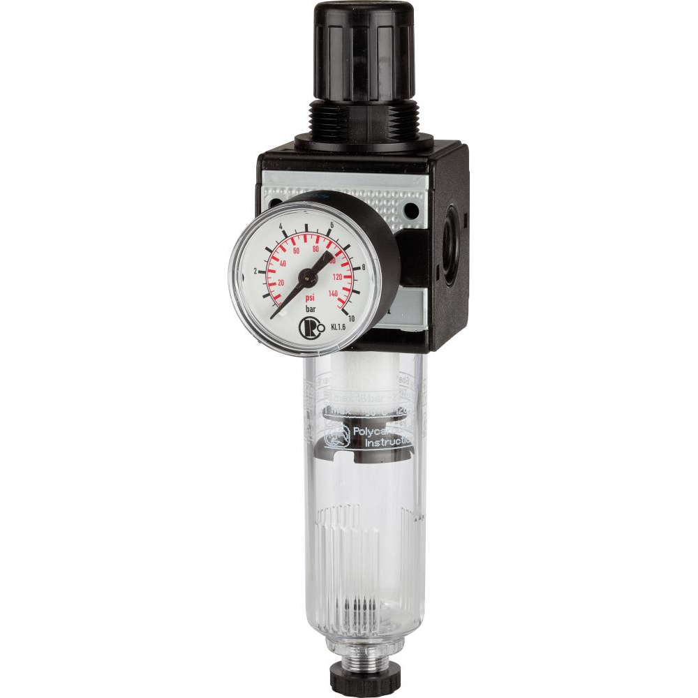 Filterregler, Serie multifix, mit Polycarbonatbehälter und Manometer BG5 0 5-10bar G1,RIEGLER ."