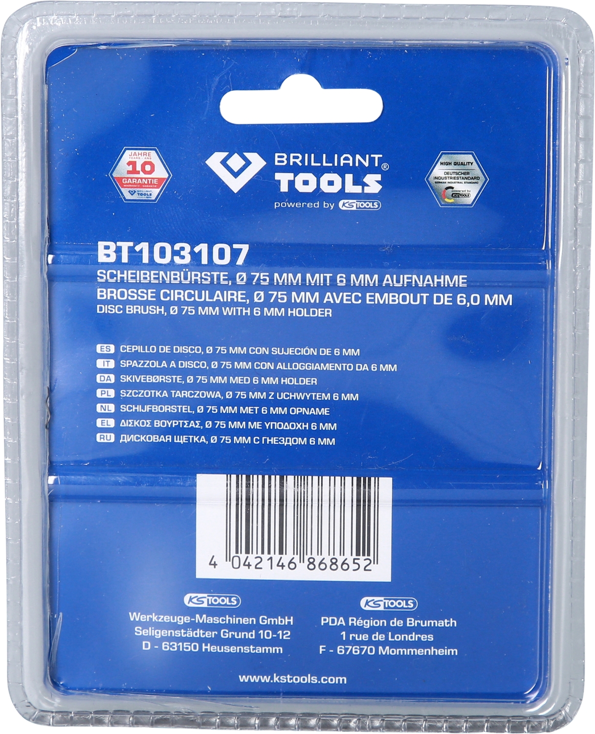 Brilliant Tools  Scheibenbürste, Ø 75 mm mit 6 mm Aufnahme