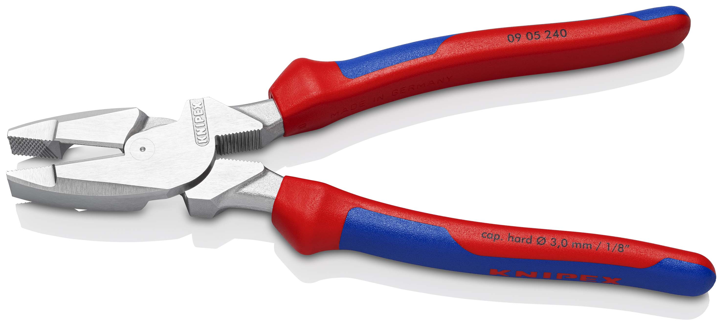 KNIPEX 09 05 240 Kraft-Kombizange "Lineman's Pliers" amerikanisches Modell mit Mehrkomponenten-Hüllen verchromt 240 mm