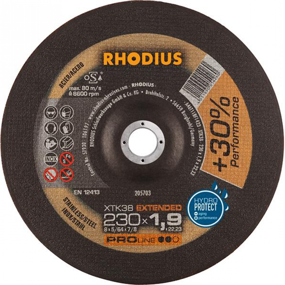 Trennscheibe XT38 für Edelstahl XTK38 230 x 1,9mm gekr. Rhodius