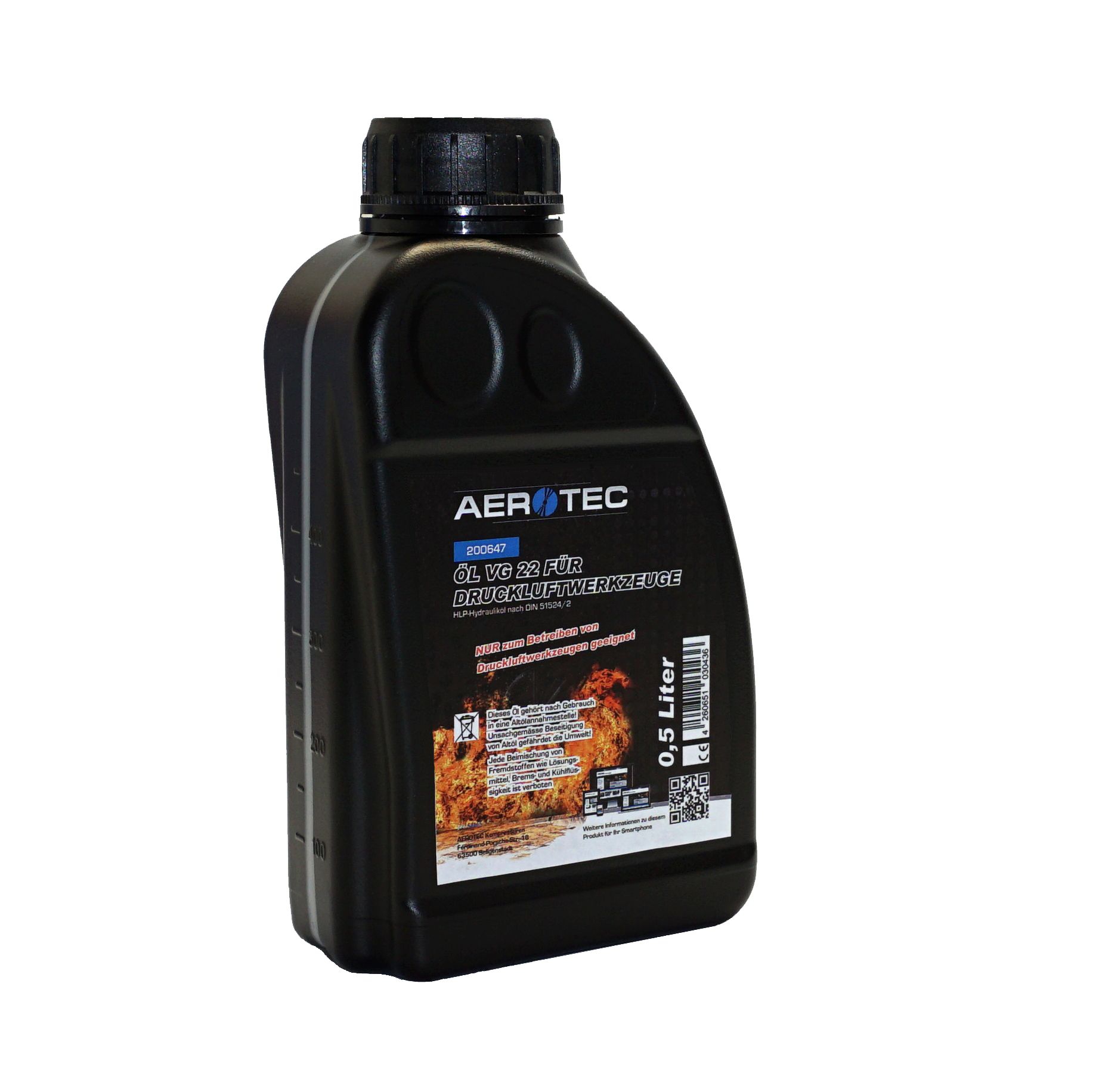 AeroTec  Öl VG 22 f. Druckluftwerkzeuge .   Öl VG 22 für Druckluftwerkzeuge 0,5 Liter5 Liter