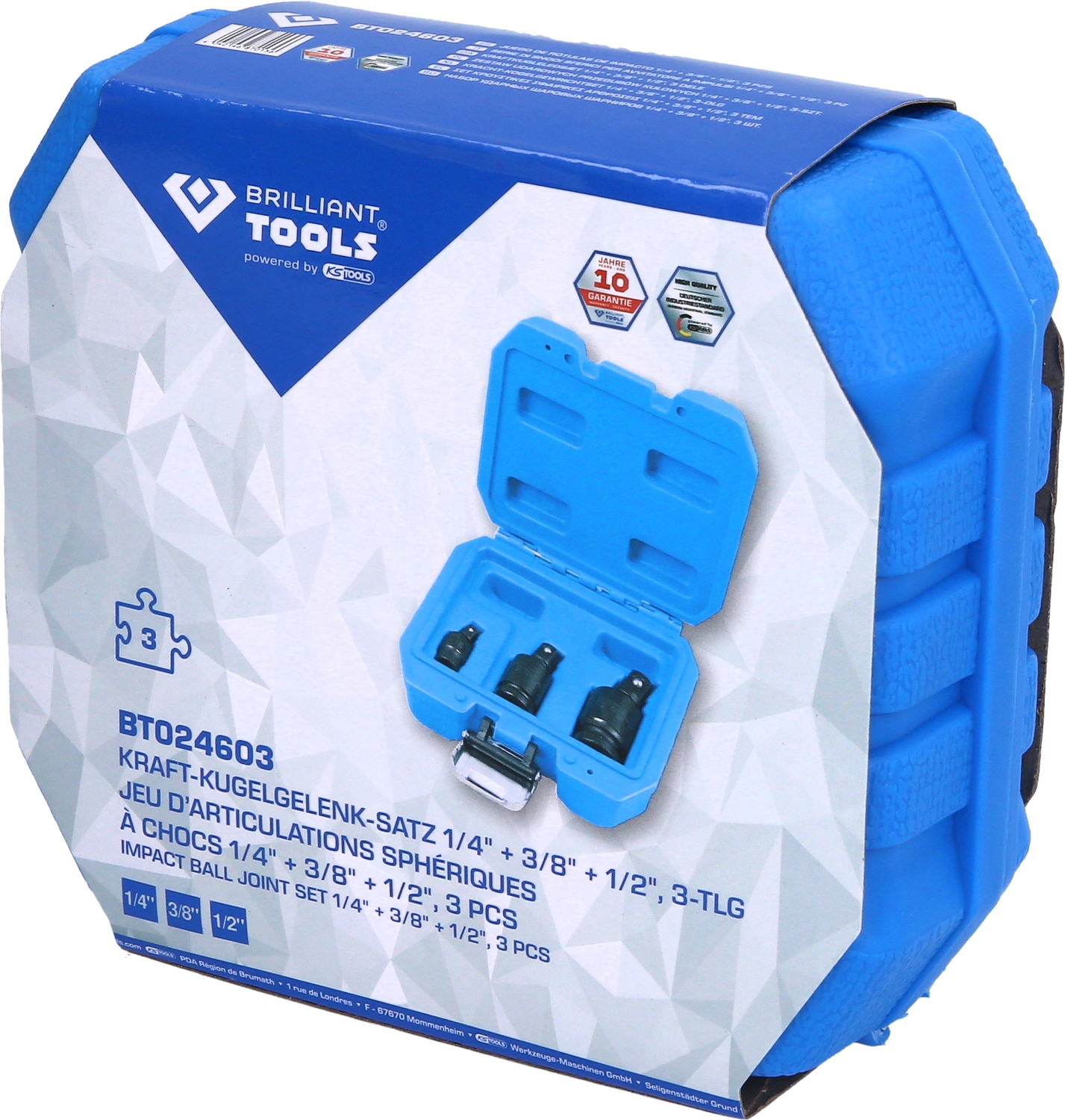 Brilliant Tools  Kraft-Kugelgelenk-Satz 1/4" + 3/8" + 1/2", 3-tlg