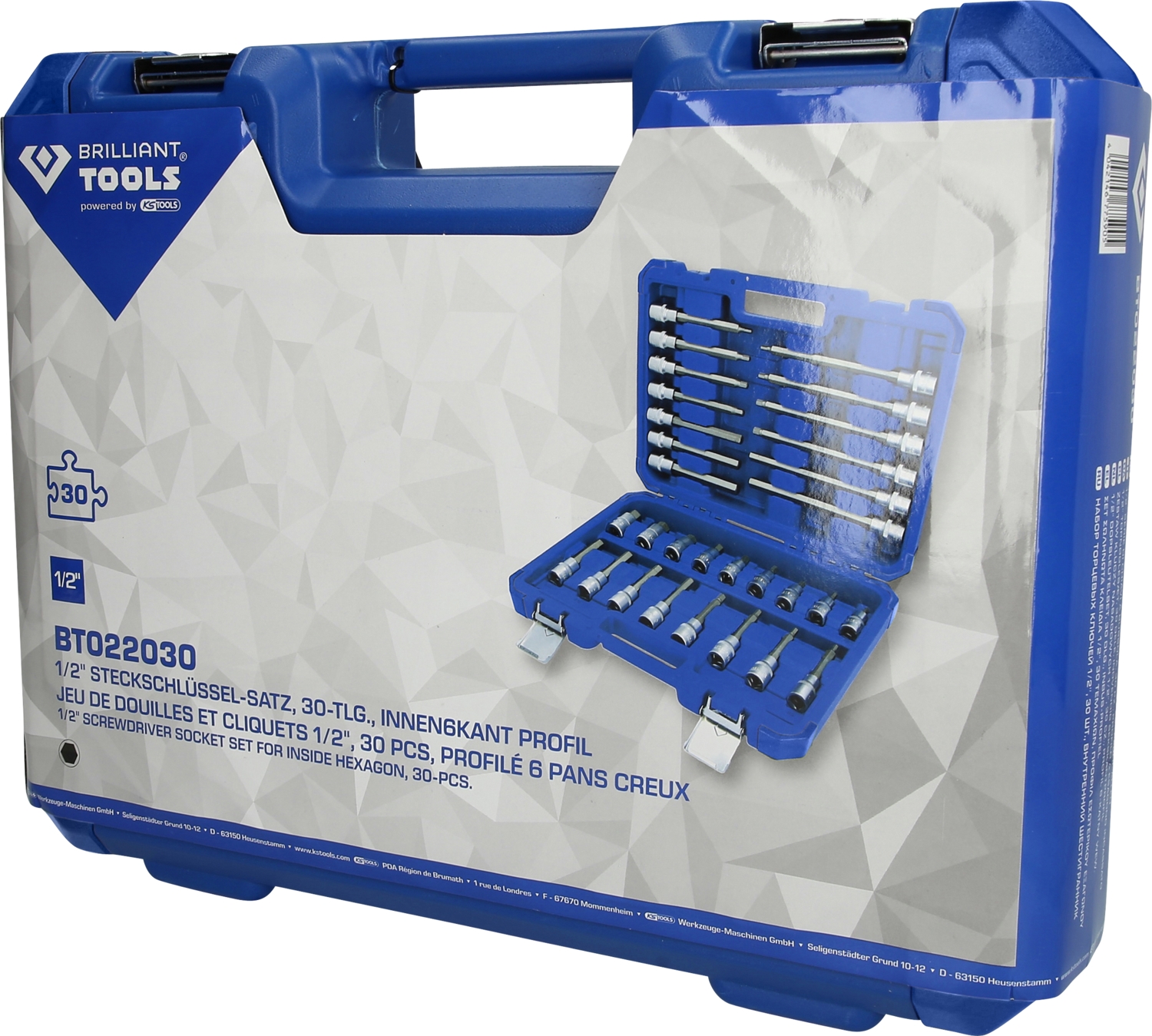 Brilliant Tools  1/2" Bit-Stecknuss-Satz, 30-tlg, Innensechskant-Profil