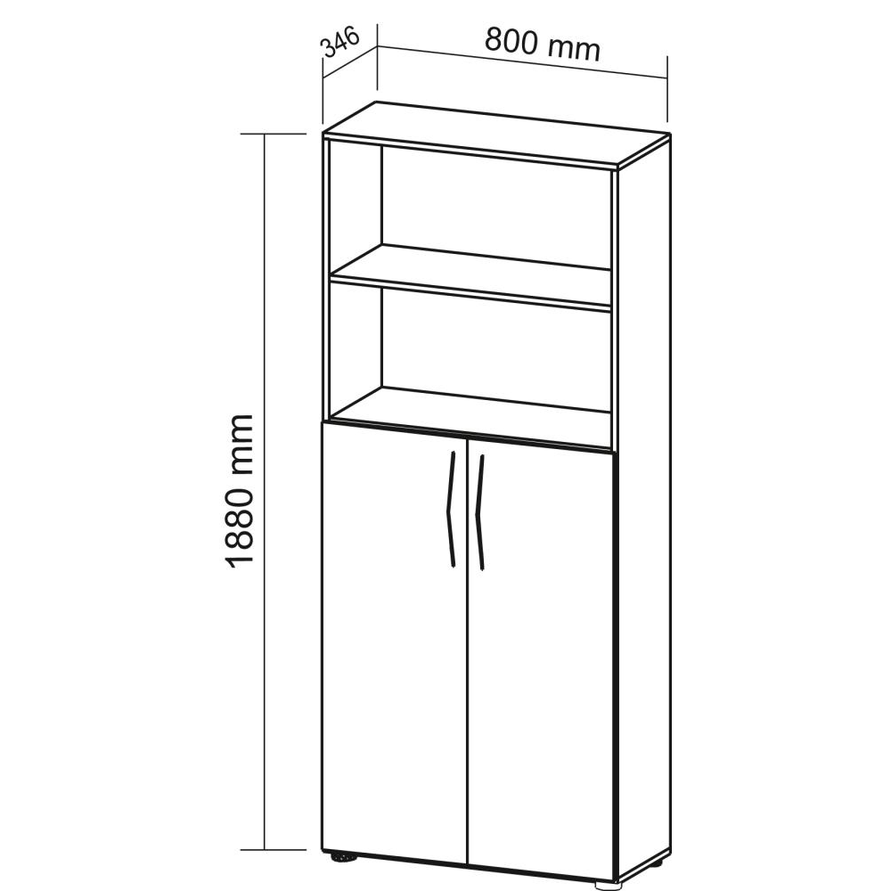 Schrank, Türen unten, 5 Ordnerhöhen OH Tür Buche