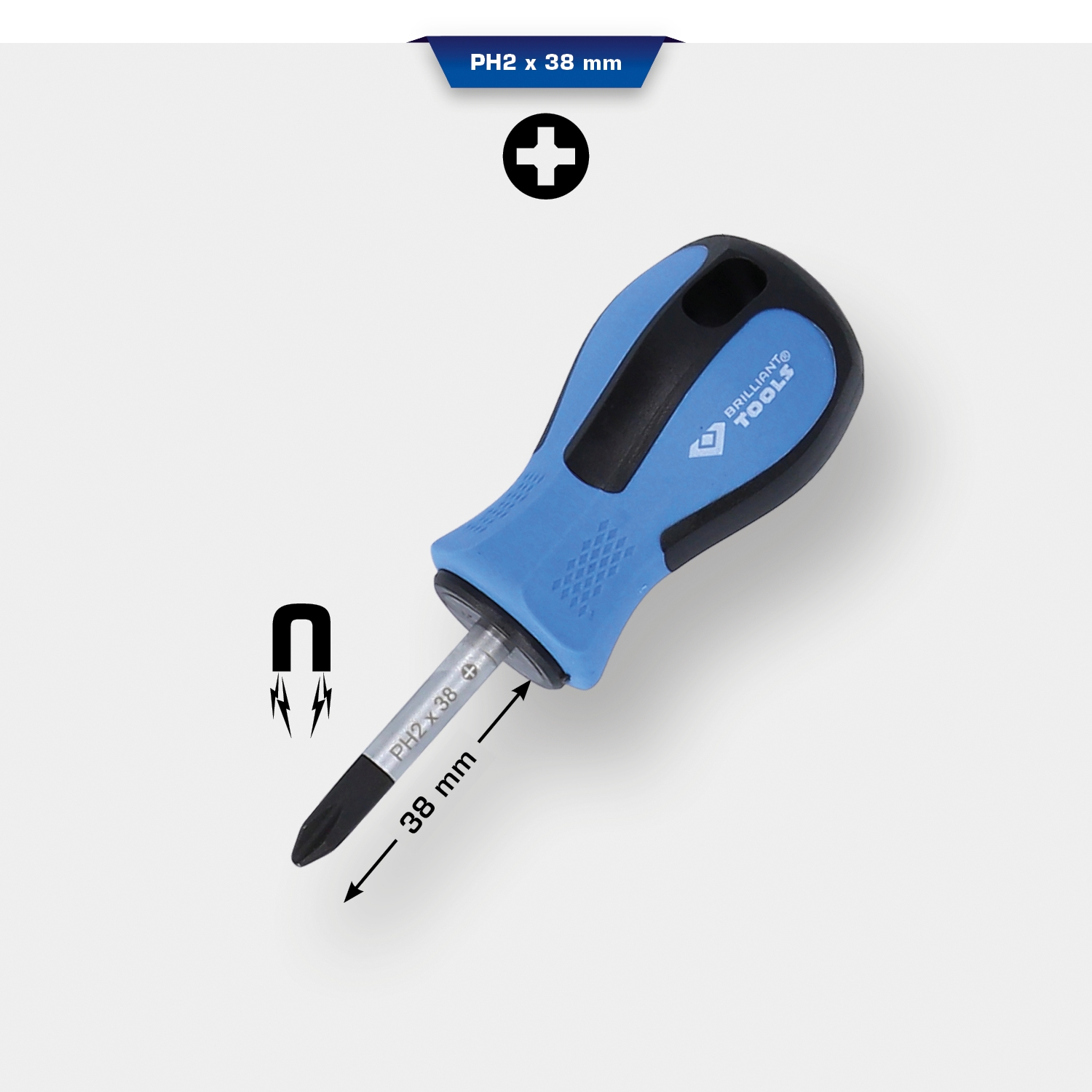 Brilliant Tools  Schraubendreher, PH Phillips, PH2 x 38 mm, kurze Form