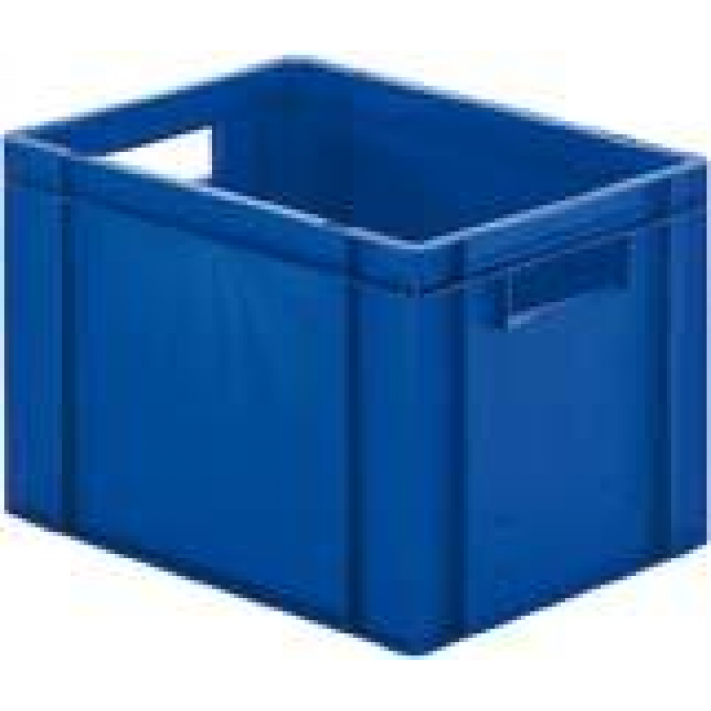 Transportkasten TK 400/270-0, Wände und Boden geschlossen Transport-Stapelkasten B400x T300x H270 mm blau, mit Griffloch
