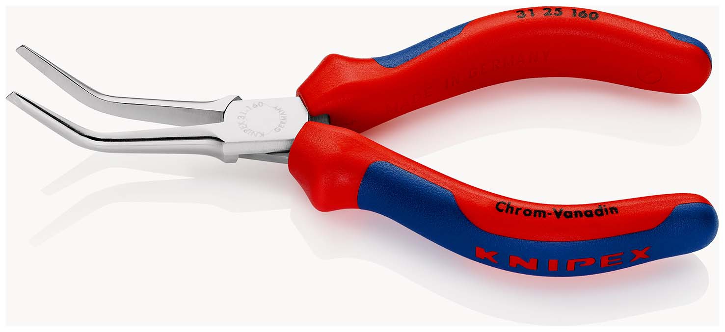 KNIPEX 31 25 160 Greifzange (Nadelzange) mit Mehrkomponenten-Hüllen verchromt 160 mm