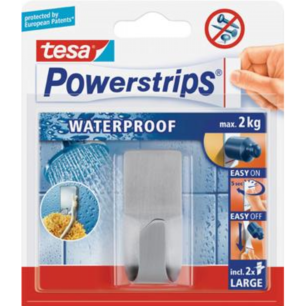 tesa Powerstrips System-Haken, Waterproof Haken Zoom Metall 1St