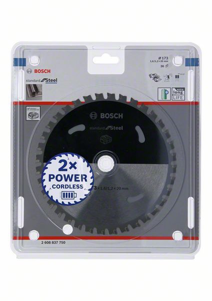 Bosch Akku-Kreissägeblatt Standard for Steel, 173 x 1,6/1,2 x 20, 36 Zähne