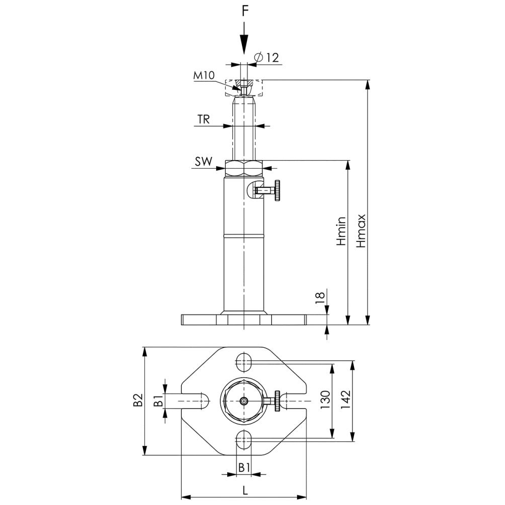 Schraubbock, schwer 430-750mm AMF