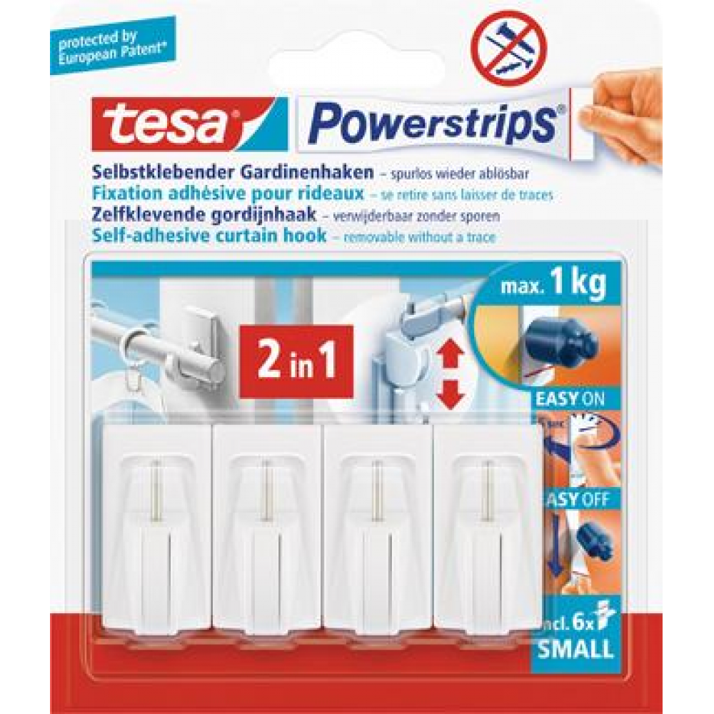 tesa Powerstrips Vario-Gardinenhaken Gardinenhakenweiss