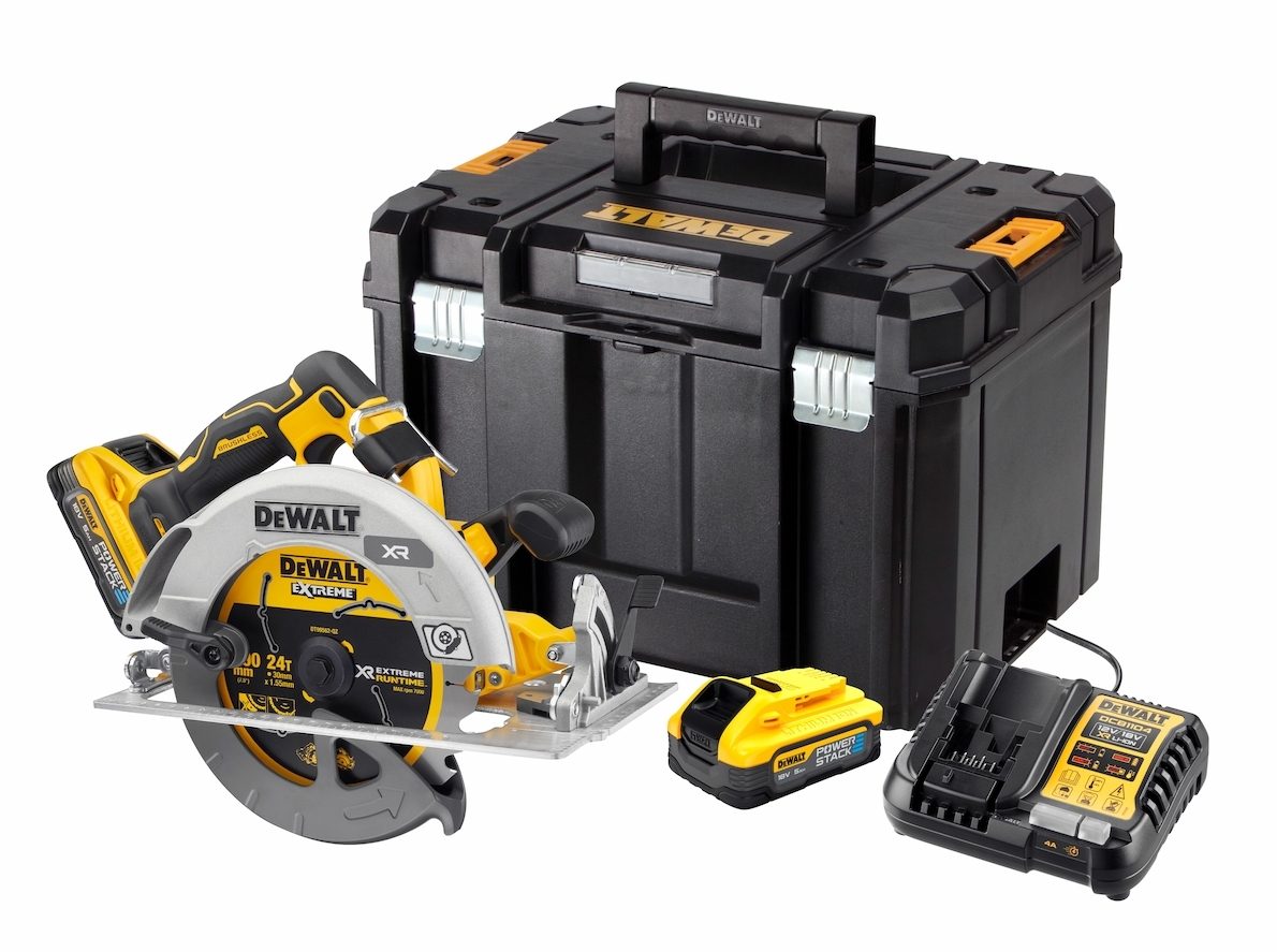 Dewalt DCS573H2T-QW,  Akku-Handkreisaege 18V/5Ah, 18 Volt / 5 Ah Powerstack Akku-Handkreissäge 190mm (bürstenlos)