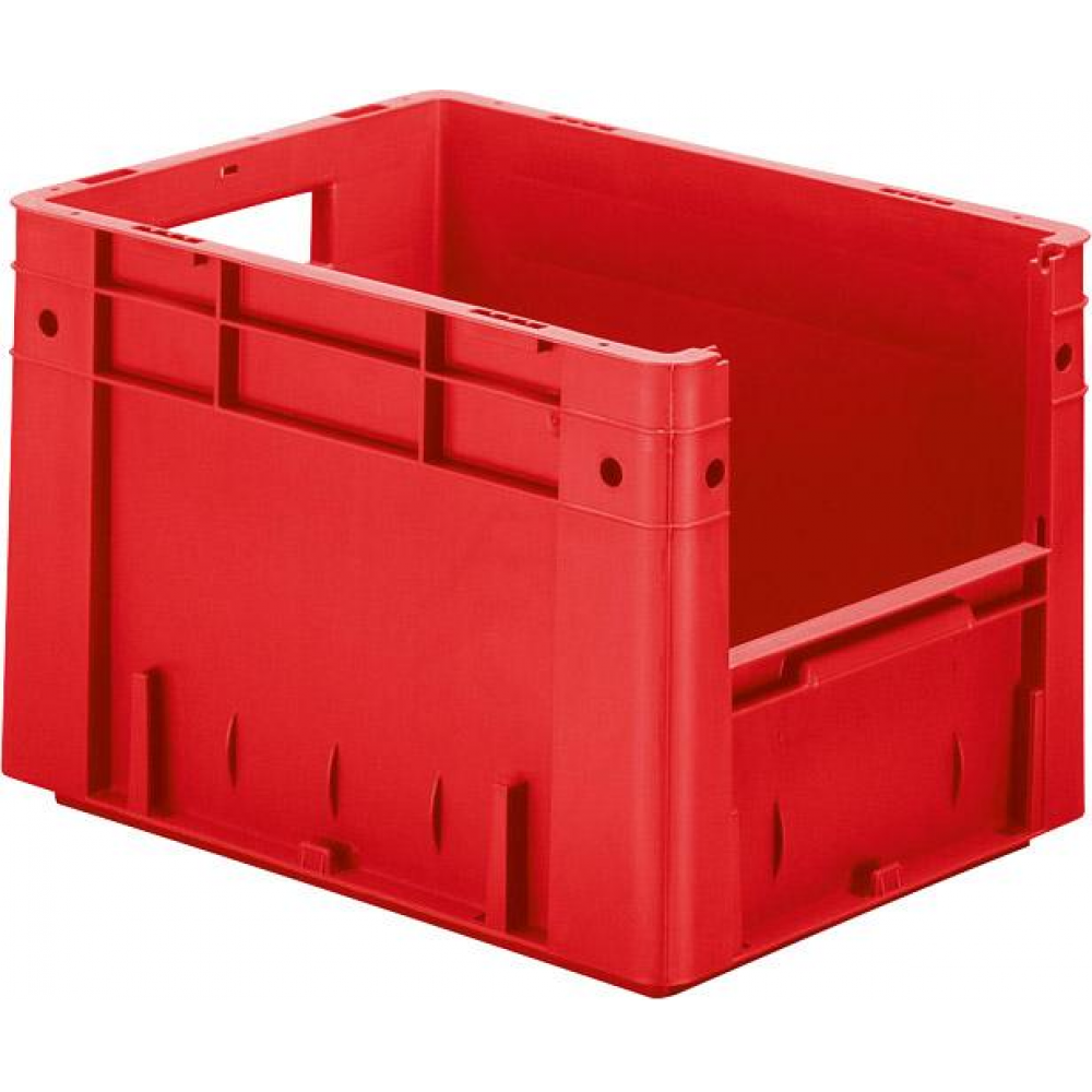 Schwerlast-Sichtlagerkasten VTK 400/270-4 Sichtlagerkasten rot B300x T400x H270 mm Auflast 500kg, VE 4 mit Griffloch