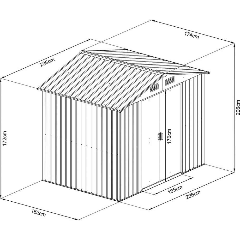Gartengerätehaus mit Satteldach Satteldach236 x 174 206 cm Beschaffungsartikel