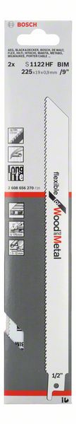 Bosch Säbelsägeblatt S 1122 HF, Flexible for Wood and Metal, 2er-Pack