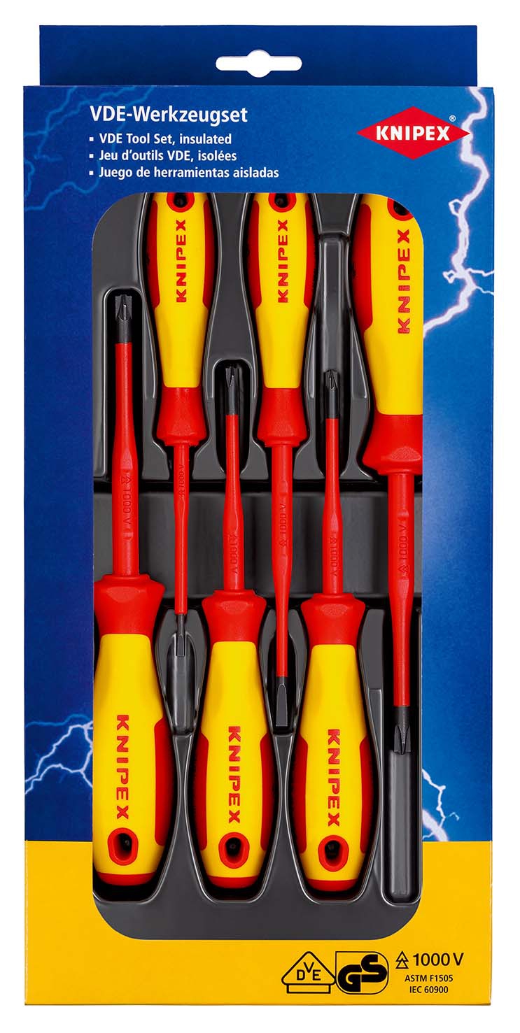 KNIPEX 00 20 12 V05 VDE Schraubendreher-Paket PlusMinus / Schlitz  (SB-Karte/Blister)