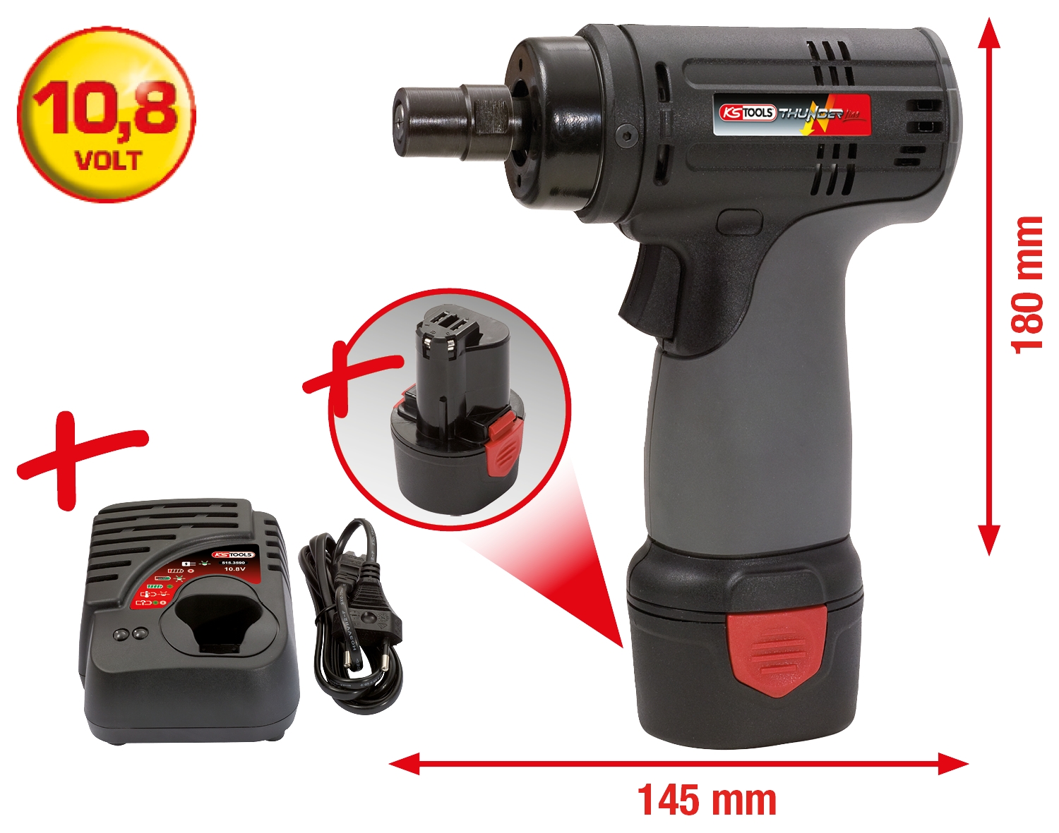 KSTOOLS Akku-Hochleistungs-Schleifer, 22.000 U/min 10,8V, mit 1 Akku und 1 Ladegerät