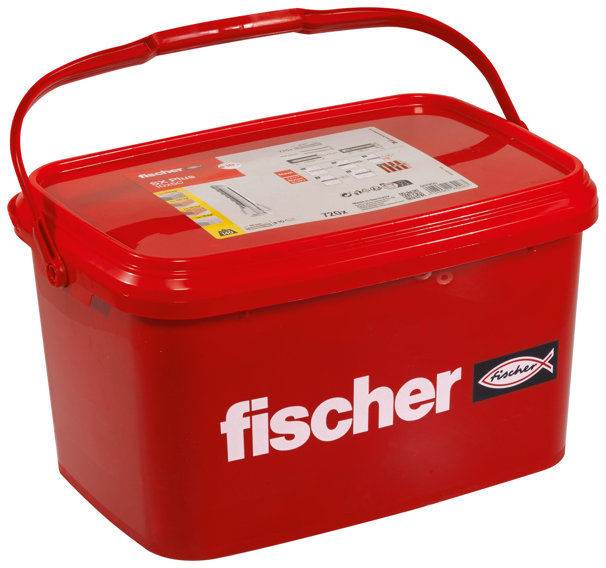 Fischer SX Plus 10 x 50 im Eimer. Der Spezialist im Vollbaustoff.