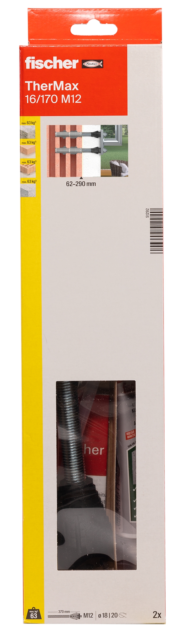 Fischer TherMax 16/170 M12 (2). Die zugelassene Abstandsmontage mit thermischer Trennung in Wärmedämmverbundsystemen