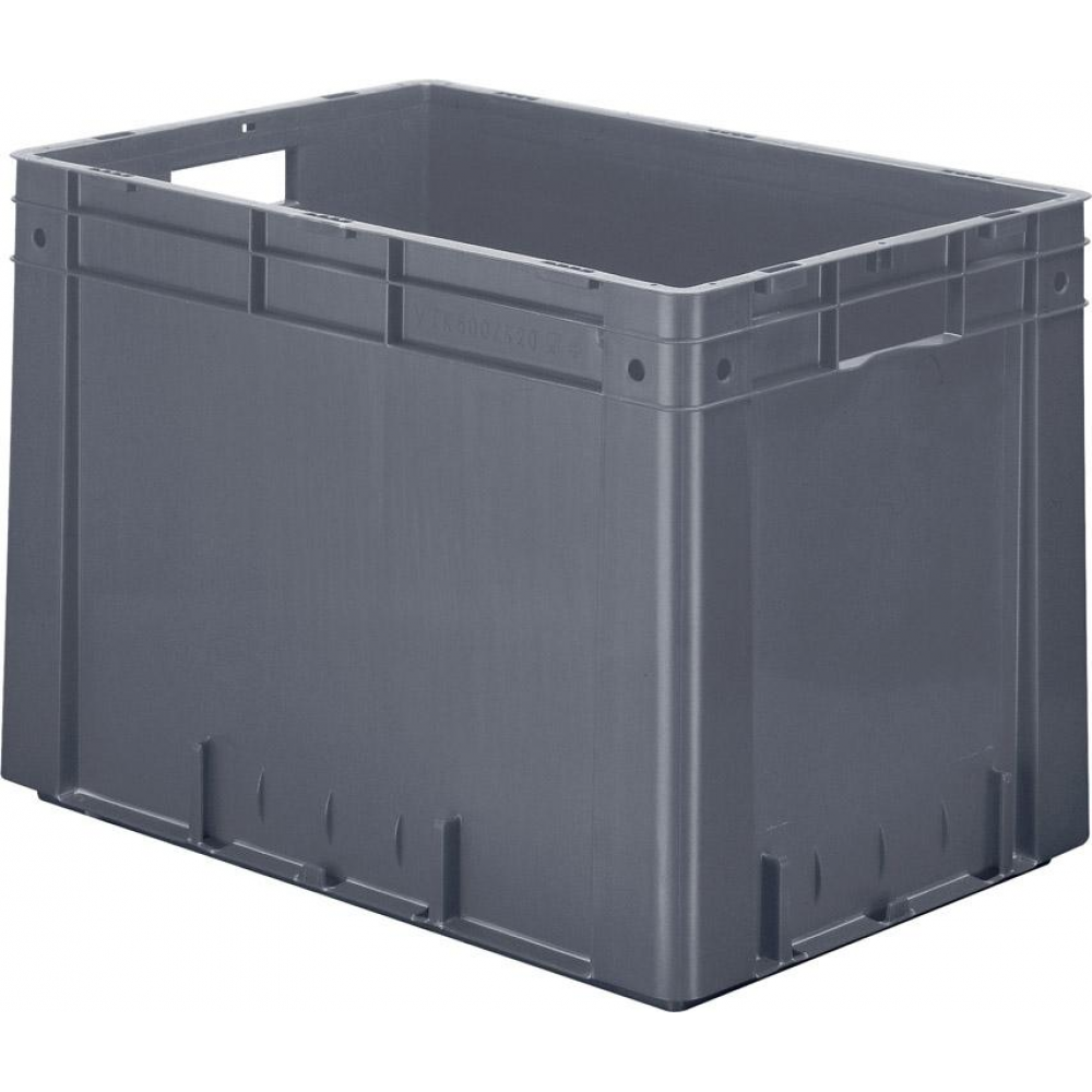 Transportkasten VTK 600/420-0 Transport-Stapelkasten B600x T400x H420 mm grau Auflast 700kg mit Griffloch