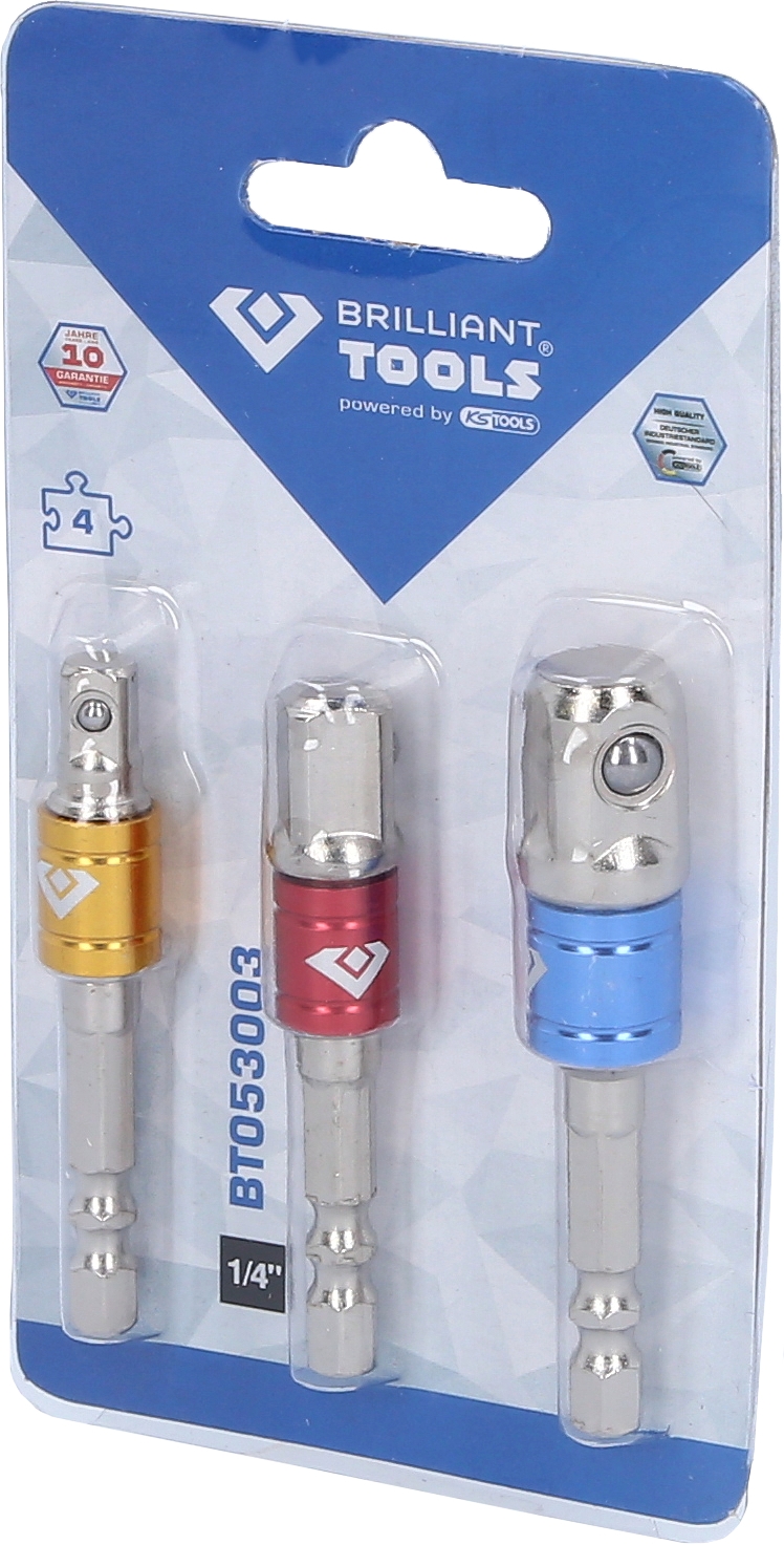 Brilliant Tools  1/4" Vierkant-Adapter-Satz 1/4" + 3/8" + 1/2", 3-tlg