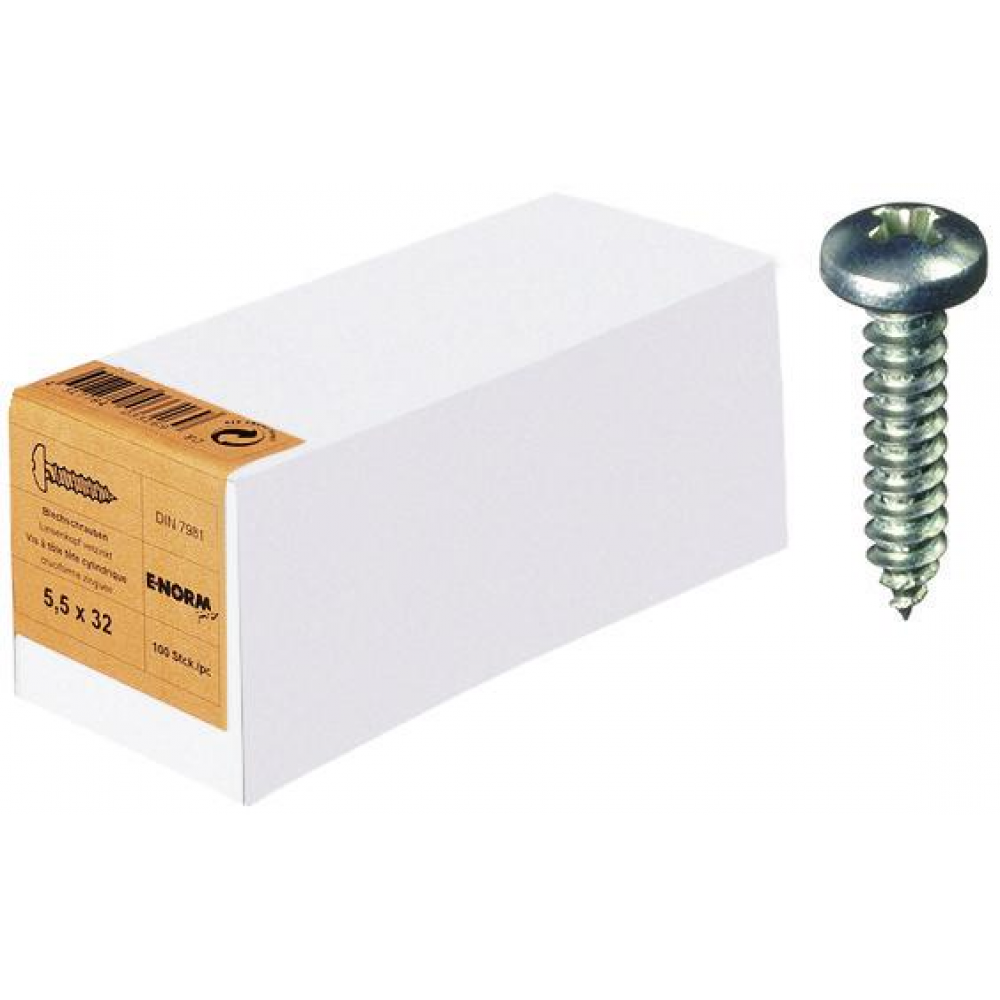 Blechschraube 4,8x9,5 mm DIN 7981 Form C Kreuzschlitz H galvanisch verzinkt KP E-NORMpr E-NORMpro