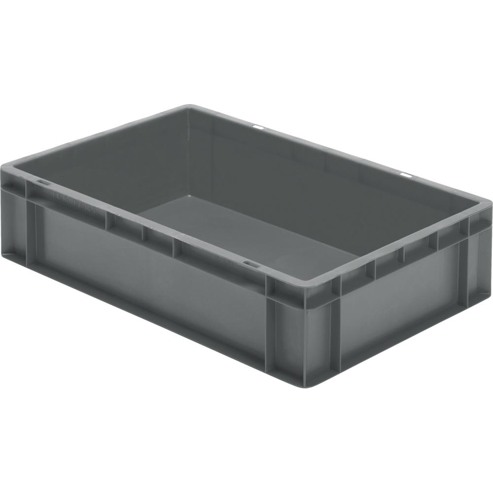 Transportkasten TK 600/145-0, Wände und Boden geschlossen Transport-Stapelkasten B600x T400x H145 mm grau, ohne Griffloch