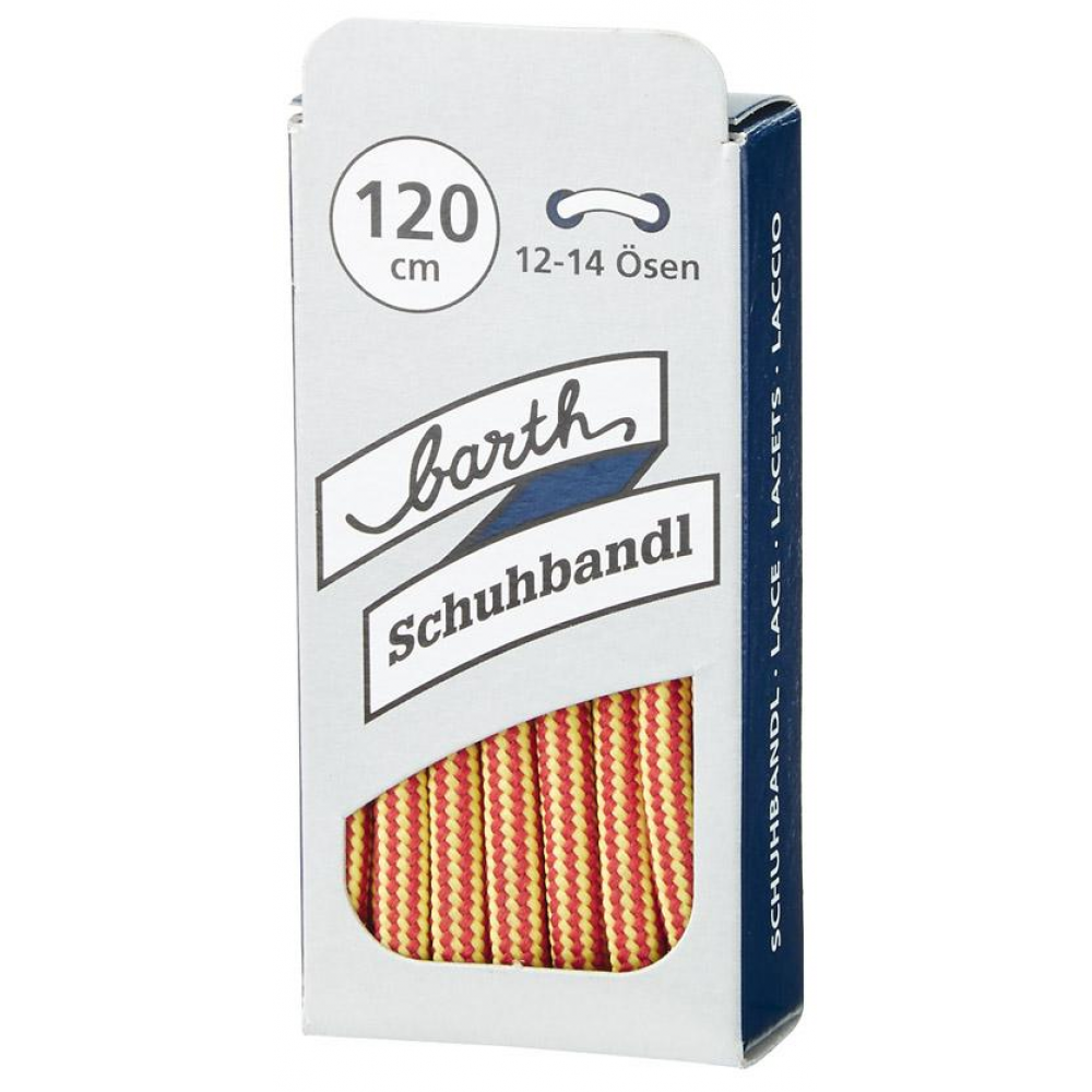 Schnürsenkel, rund 120cm, gelb-rot Barth