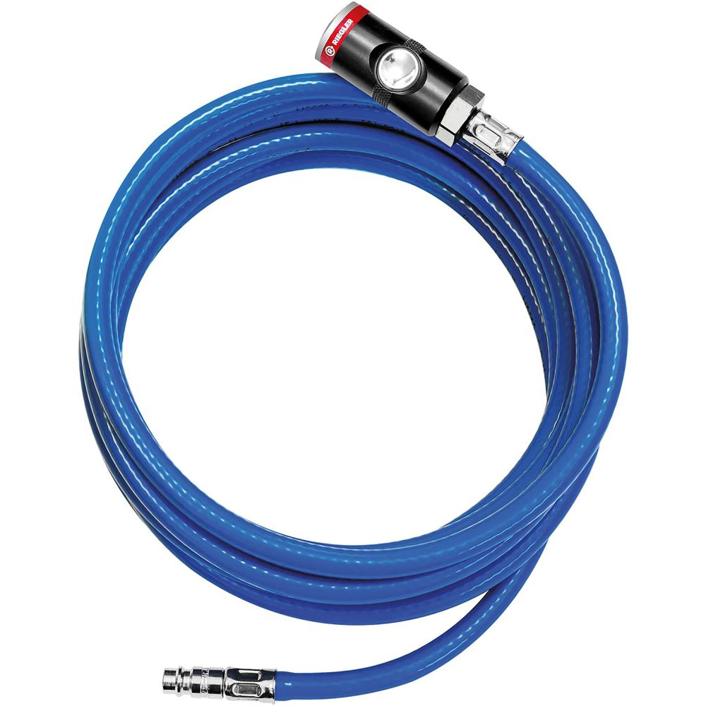 Soft-PVC-Werkstattschlauch-Set mit Druckknopf-Sicherheitskupplung Werkstattschlauch-Set Druckknopf-Kupplung NW7,4blau 12,7x3,5mm 10m RIEGLER