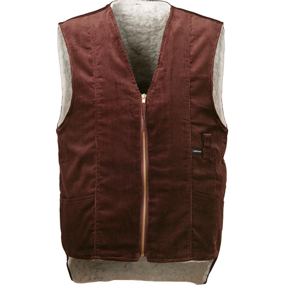 Cord-Weste mit Webfell Cordweste, Gr, XL. braun