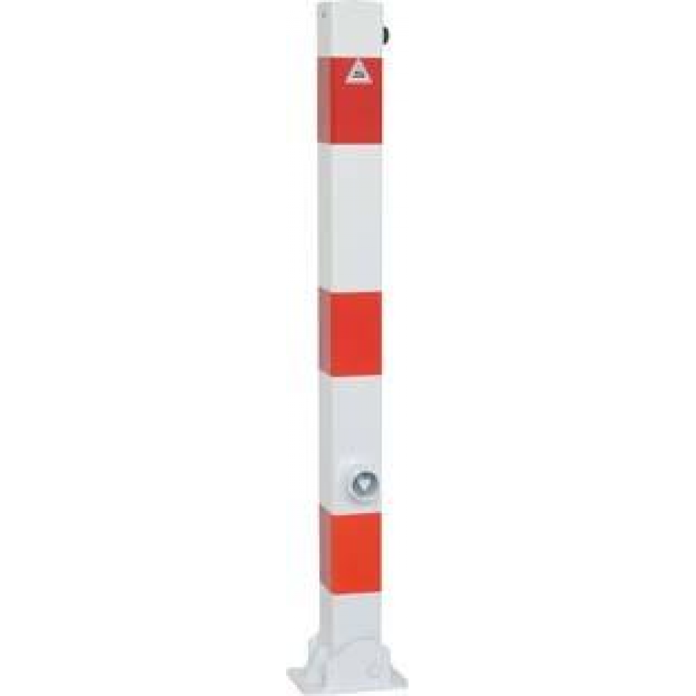 Absperrpfosten, umlegbar, herausnehmbar, 4-kant rot/weiß H1300x B70x T70mm ortsfest zum Einbetonieren Schake