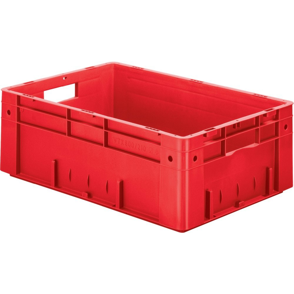 Transportkasten VTK 600/210-0 Transport-Stapelkasten B600x T400x H210 mm grün Auflast 700kg mit Griffloch