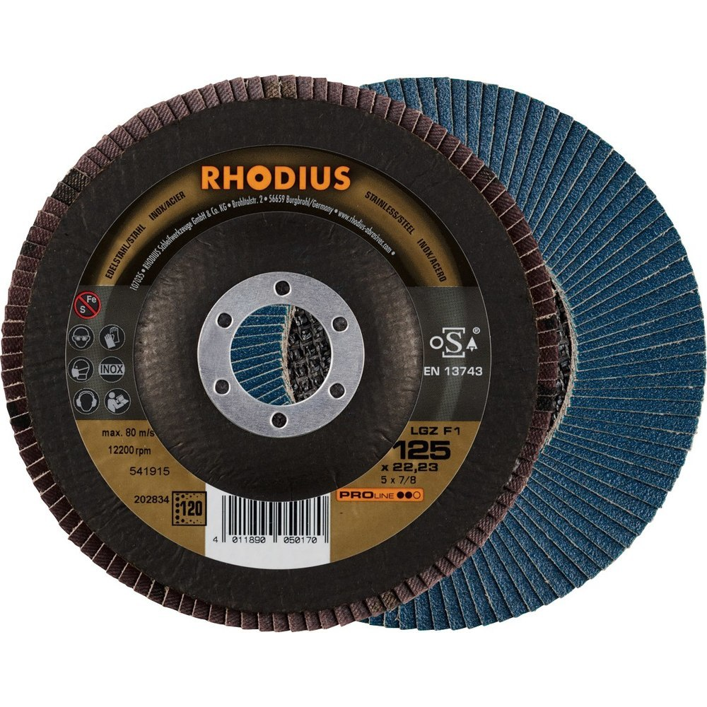Fächerschleifscheibe LGZ F1, gerade F1125mm K 120 Rhodius